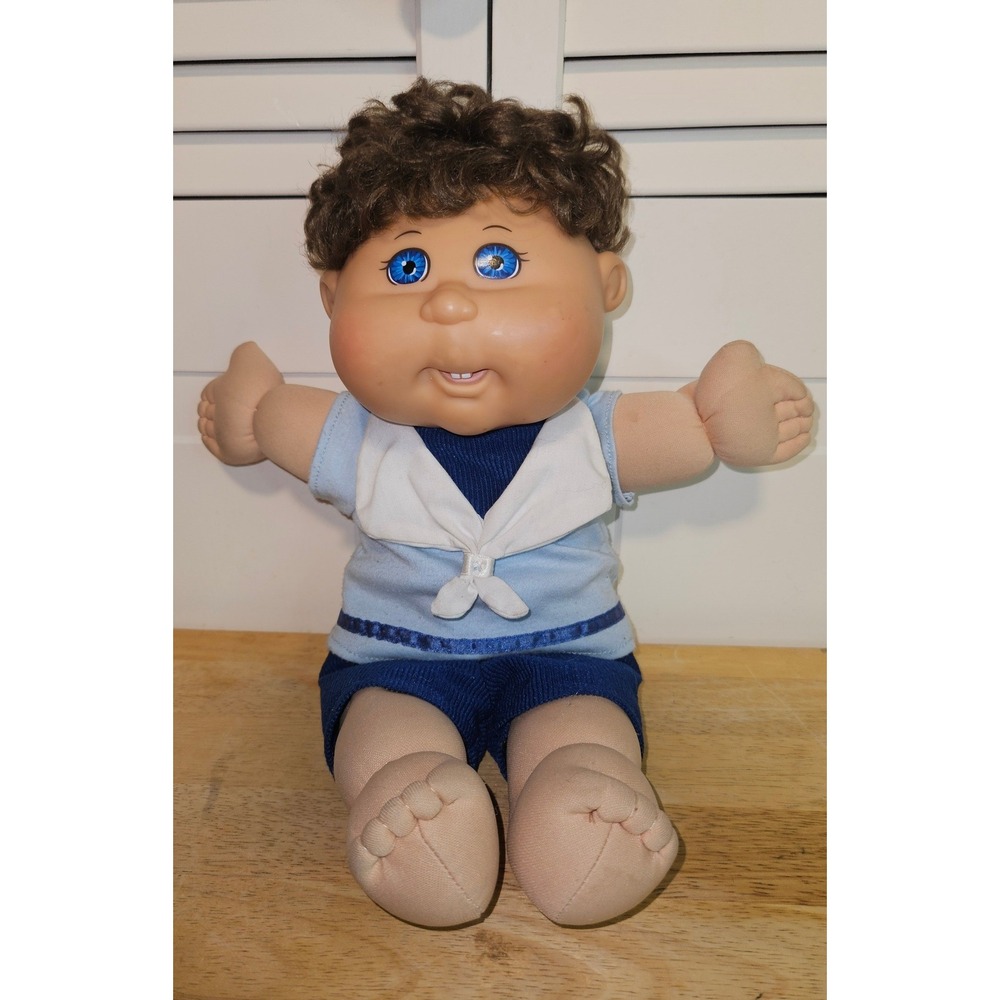Cabbage Patch Kids Boy Doll 2004 Play Along Brown Hair Blue Eyes Sailor Outfit